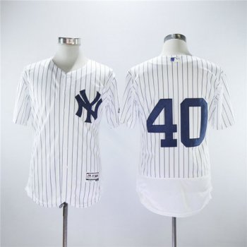 New York Yankees 40 Luis Severino Majestic White Strip Authentic Collection Stitched MLB Jersey