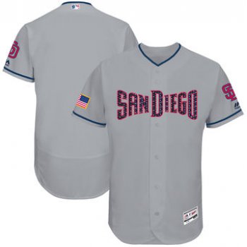 San Diego Padres Majestic Blank Gray 2018 Stars & Stripes Flex Base Team Jersey