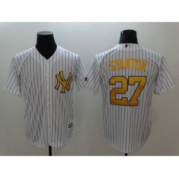 Yankees 27 Giancarlo Stanton White Gold Cool Base Jersey