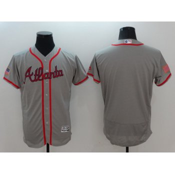 Men's Atlanta Braves Blank Gray Fashion Stars & Stripes 2016 Flexbase MLB Independence Day Jersey