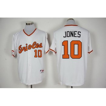 Men's Baltimore Orioles #10 Adam Jones Majestic White 1976 Turn Back the Clock Jersey