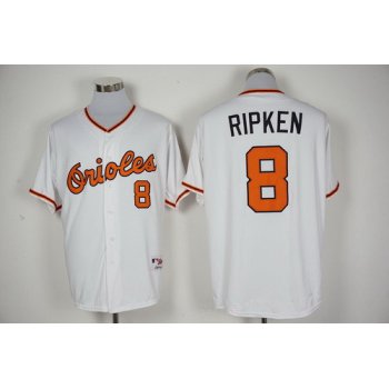 Men's Baltimore Orioles #8 Cal Ripken Retired Majestic White 1976 Turn Back the Clock Jersey