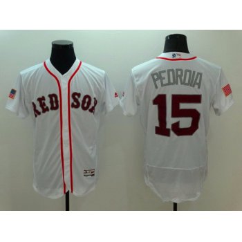 Men's Boston Red Sox #15 Dustin Pedroia White Fashion Stars & Stripes 2016 Flexbase MLB Independence Day Jersey