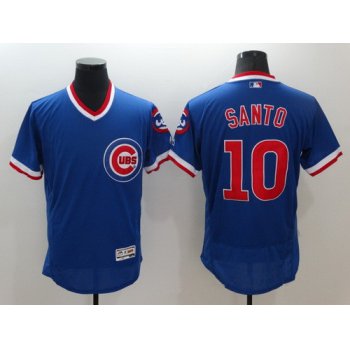 Men's Chicago Cubs #10 Ron Santo Retired Blue Pullover 2016 Flexbase Majestic Baseball Jersey