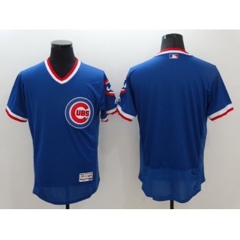 Men's Chicago Cubs Blank Retired Blue Pullover 2016 Flexbase Majestic Baseball Jersey