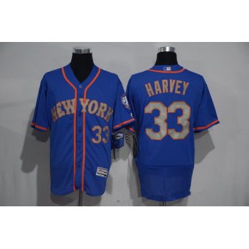 Men's New York Mets #33 Matt Harvey Blue With Gray 2016 Flexbase Majestic Baseball Jersey