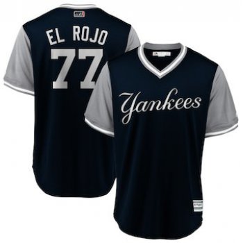 Men's New York Yankees 77 Clint Frazier El Rojo Majestic Navy 2018 Players' Weekend Cool Base Jersey