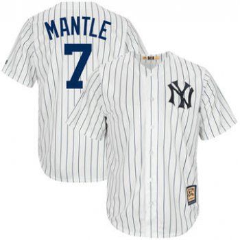 Men's New York Yankees 7 Mickey Mantle Majestic White Home Big & Tall Cooperstown Cool Base Player Jersey