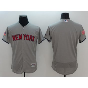 Men's New York Yankees Blank Gray Fashion Stars & Stripes 2016 Flexbase MLB Independence Day Jersey