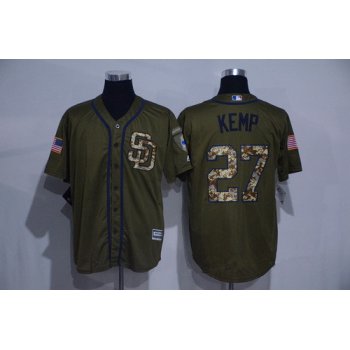 Men's San Diego Padres #27 Matt Kemp Green Salute to Service Cool Base Stitched MLB Jersey