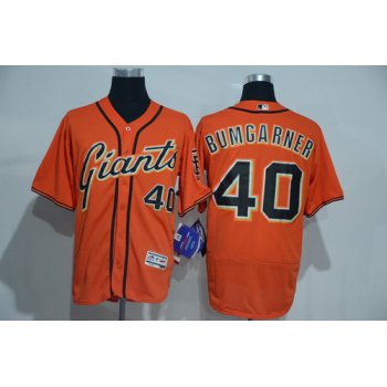 Men's San Francisco Giants #40 Madison Bumgarner Name Orange 2016 Flexbase Majestic Baseball Jersey