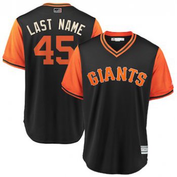 Men's San Francisco Giants 45 Derek Holland Last Name Majestic Black 2018 Players' Weekend Cool Base Jersey