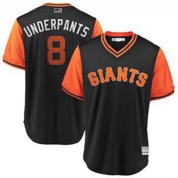 Men's San Francisco Giants 8 Hunter Pence Underpants Majestic Black 2018 Players' Weekend Cool Base Jersey