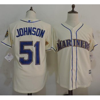 Men's Seattle Mariners #51 Randy Johnson Cream Cooperstown Collection Cool Base Jersey