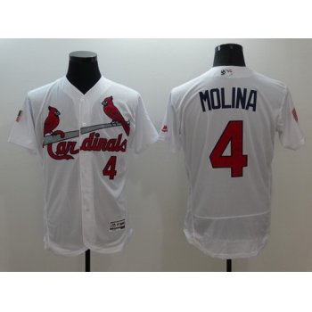 Men's St. Louis Cardinals #4 Yadier Molina White Fashion Stars & Stripes 2016 Flexbase MLB Independence Day Jersey