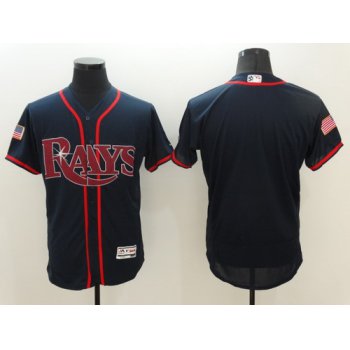 Men's Tampa Bay Rays Blank Navy Blue Fashion Stars & Stripes 2016 Flexbase MLB Independence Day Jersey