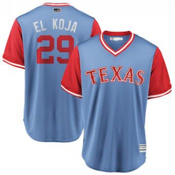 Men's Texas Rangers 29 Adrian Beltre El Koja Majestic Light Blue 2018 Players' Weekend Cool Base Jersey