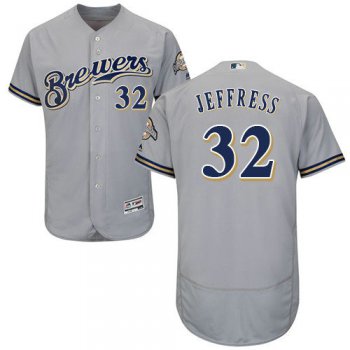 Milwaukee Brewers 32 Jeremy Jeffress Grey Flexbase Authentic Collection Stitched Baseball Jersey