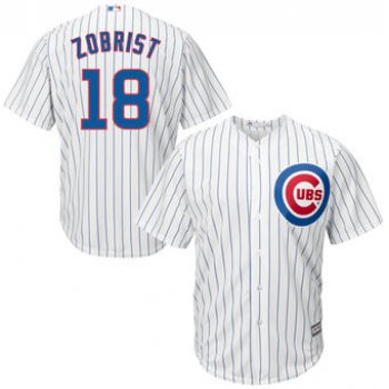 Men's Chicago Cubs 18 Ben Zobrist Majestic White Home Cool Base Player Jersey