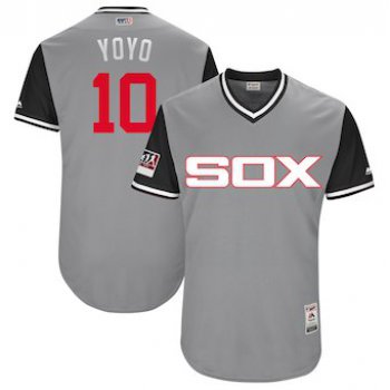 Men's Chicago White Sox 10 Yoan Moncada Yoyo Majestic Gray 2018 Players' Weekend Authentic Jersey