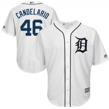 Men's Detroit Tigers 46 Jeimer Candelario Majestic White Home Cool Base Player Jersey