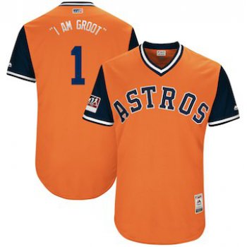 Men's Houston Astros 1 Carlos Correa I Am Groot Majestic Orange 2018 Players' Weekend Authentic Jersey