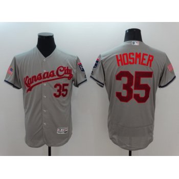 Men's Kansas City Royals #35 Eric Hosmer Gray Fashion Stars & Stripes 2016 Flexbase Majestic Jersey