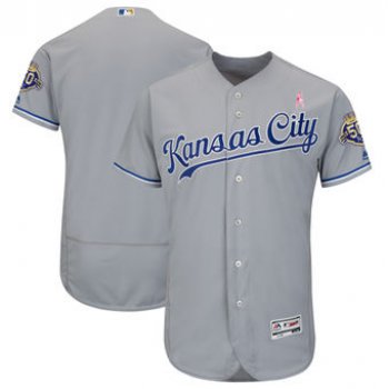 Men's Kansas City Royals Majestic Gray 2018 Mother's Day Road Flex Base Team Jersey