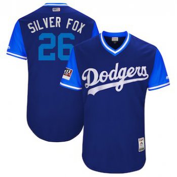 Men's Los Angeles Dodgers 26 Chase Utley Silver Fox Majestic Royal 2018 Players' Weekend Authentic Jersey