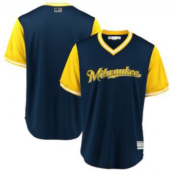 Men's Milwaukee Brewers Blank Majestic Navy 2018 Players' Weekend Team Jersey