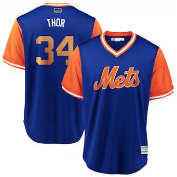 Men's New York Mets 34 Noah Syndergaard Thor Majestic Royal 2018 Players' Weekend Cool Base Jersey