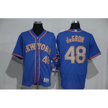 Men's New York Mets #48 Jacob deGrom Blue With Gray 2016 Flexbase Majestic Baseball Jersey