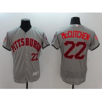 Men's Pittsburgh Pirates #22 Andrew McCutchen Gray Fashion Stars & Stripes 2016 Flexbase Majestic Jersey