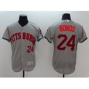 Men's Pittsburgh Pirates #24 Barry Bonds Gray Fashion Stars & Stripes 2016 Flexbase MLB Independence Day Jersey