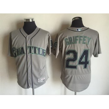 Men's Seattle Mariners #24 Ken Griffey Jr. Retired Gray Road 2016 Flexbase Majestic Baseball Jersey