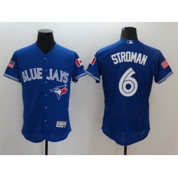 Men's Toronto Blue Jays #6 Marcus Stroman Royal Blue Fashion Stars & Stripes 2016 Flexbase Majestic Jersey