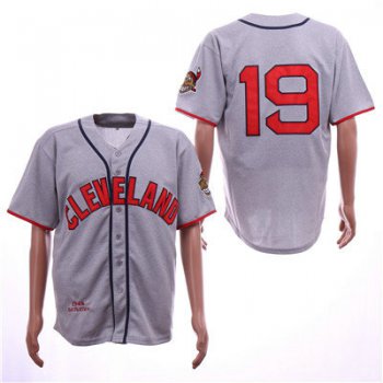 Cleveland Indians 19 Bob Feller Gray 1948 Throwback Jersey