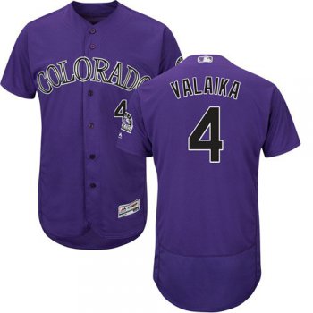 Colorado Rockies 4 Pat Valaika Purple Flexbase Authentic Collection Stitched Baseball Jersey