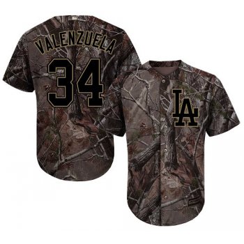 Los Angeles Dodgers #34 Fernando Valenzuela Camo Realtree Collection Cool Base Stitched Baseball Jersey