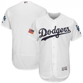 Los Angeles Dodgers Majestic Blank White 2018 Stars & Stripes Flex Base Team Jersey