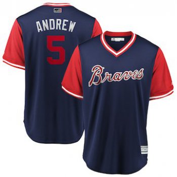 Men's Atlanta Braves 5 Freddie Freeman Andrew Navy 2018 Players' Weekend Cool Base Jersey