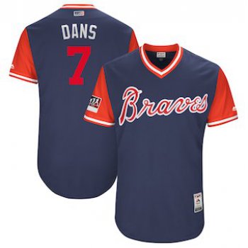 Men's Atlanta Braves 7 Dansby Swanson Dans Majestic Navy 2018 Players' Weekend Authentic Jersey