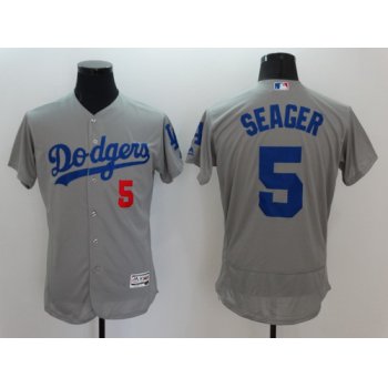 Men's Los Angeles Dodgers #5 Corey Seager Gray 2016 Flexbase Majestic Baseball Jersey