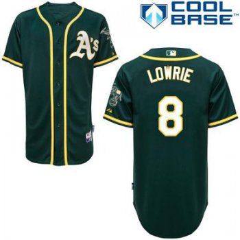 Men's Oakland Athletics #8 Jed Lowrie Green Cool Base Baseball Jersey