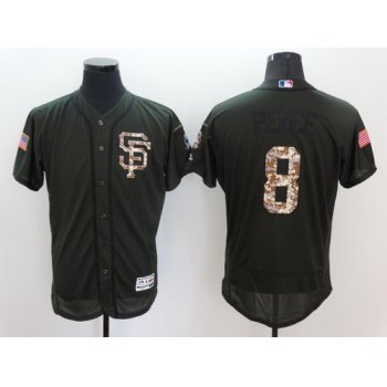 Men's San Francisco Giants #8 Hunter Pence Green Salute to Service 2016 Flexbase Majestic Baseball Jersey