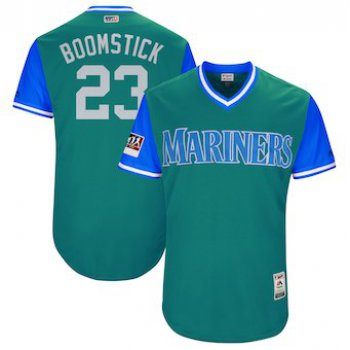 Men's Seattle Mariners #23 Nelson Cruz Boomstick Majestic Aqua 2018 Players' Weekend Authentic Jersey