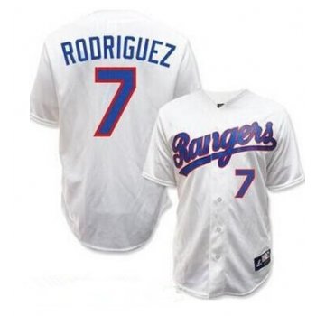 Men's Texas Rangers #7 Ivan Rodriguez White 1993 Cooperstown Throwback Jersey