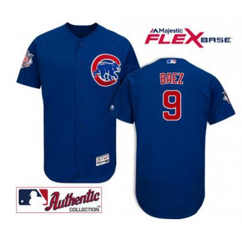 Men's Chicago Cubs#9 Javier Baez Royal Blue 2016 Flexbase Majestic Baseball Jersey