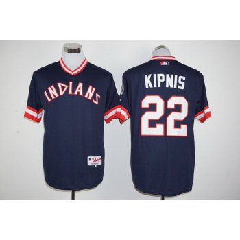 Men's Cleveland Indians #22 Jason Kipnis Navy Blue Pullover Majestic 1976 Turn Back the Clock Jersey