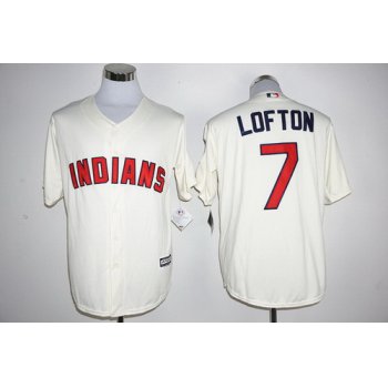 Men's Cleveland Indians #7 Kenny Lofton Name Cream Cool Base Baseball Jersey